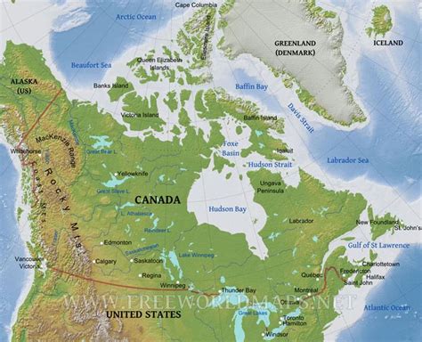 Canada Physical Map with Geographical Features