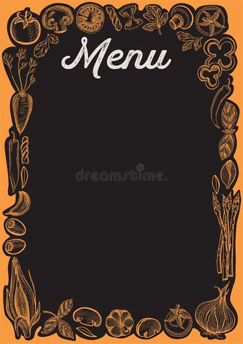 Chalkboard Menu Card Template for Restaurant with Vegetables Stock ...