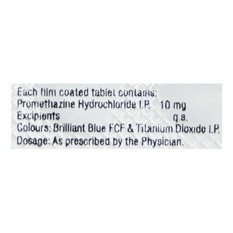 Phenergan 10mg Tablet 10'S : Price, Uses, Side Effects | Netmeds