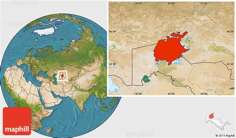 Satellite Location Map of Aral Sea