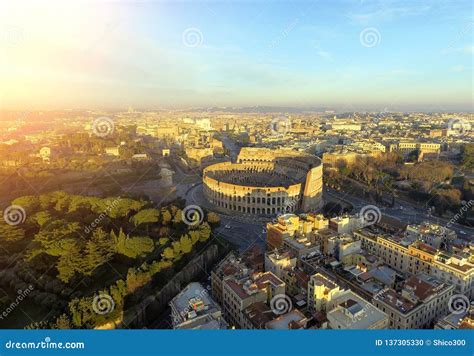 Colosseum, Rome, Italy. Aerial View of the Roman Coliseum on Sunrise ...