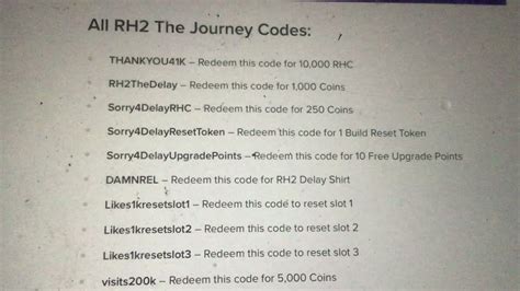 New code for RH2 journey - YouTube