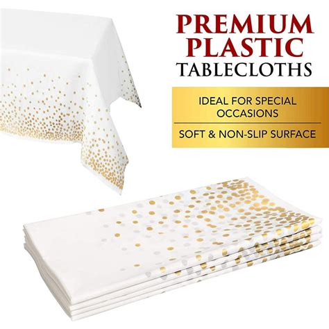 Plastic Tablecloth Gold White Glitter Disposable Table Cloth - (54” x ...