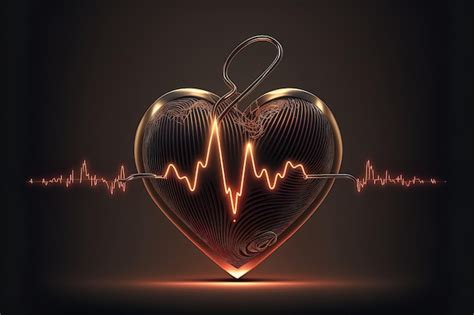 Premium Photo | Background with a heart with the heartbeat monitor line ...