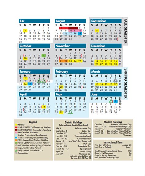 FREE 9+ Sample Teacher Calendar Templates in PDF | MS Word