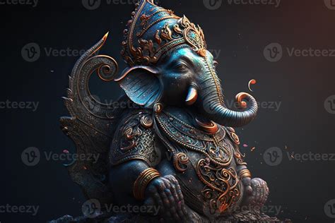 Generative AI illustration of Ganesha Hindu God , with flowers, oil ...