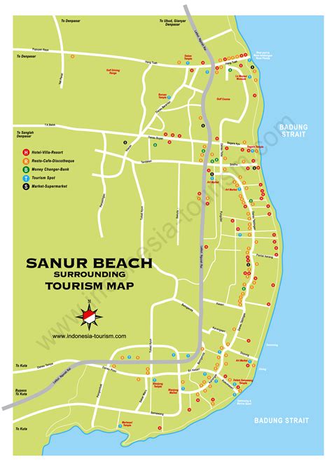 Sanur Bali Map - Bali Island , Indonesia Tourism Maps