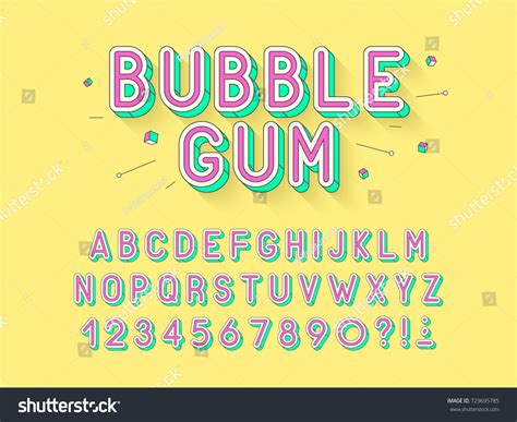 Vector Retro Bubble Gum Bold Font Design Royalty Free Stock Vector