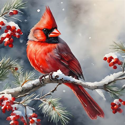 Red Cardinal Bird Winter Free Stock Photo - Public Domain Pictures