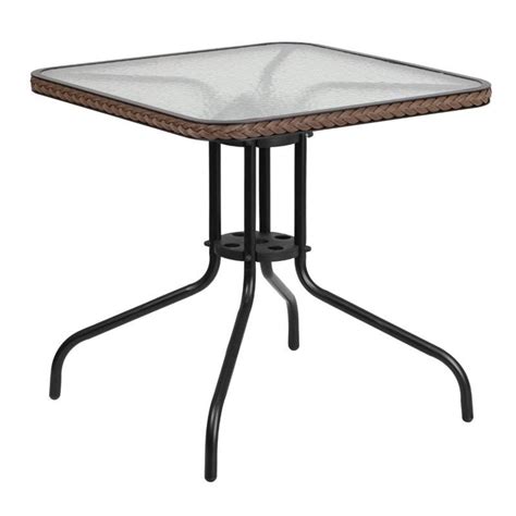 Bowery Hill 28" Metal and Glass Top Square 4 Person Patio Table in ...