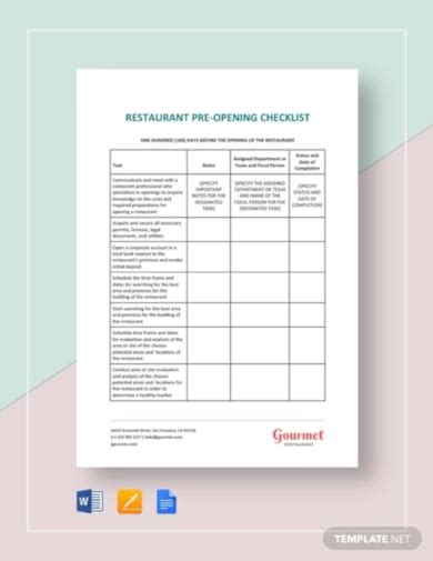 11+ Opening Checklist Templates - Google Docs, Word, Pages, PDF