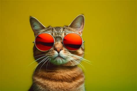 Premium AI Image | Closeup portrait of funny cat wearing sunglasses ...