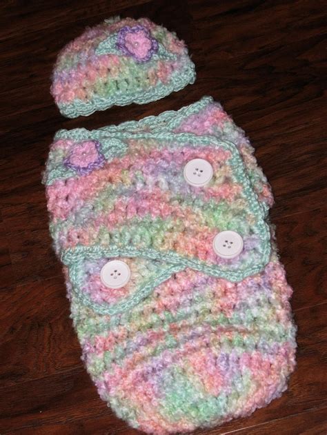 CROCHET PATTERN Crochet Baby Swaddler Cocoon and Hat Set in Newborn & 3 ...