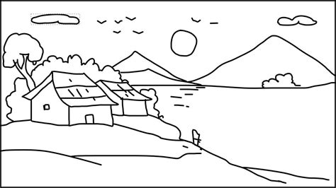 How to draw village scenery for kids easy village drawing for beginners ...