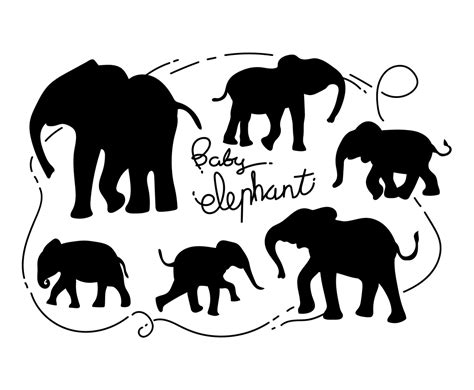 Free Baby Elephant Silhouette Vector Illustration Vector Art & Graphics ...