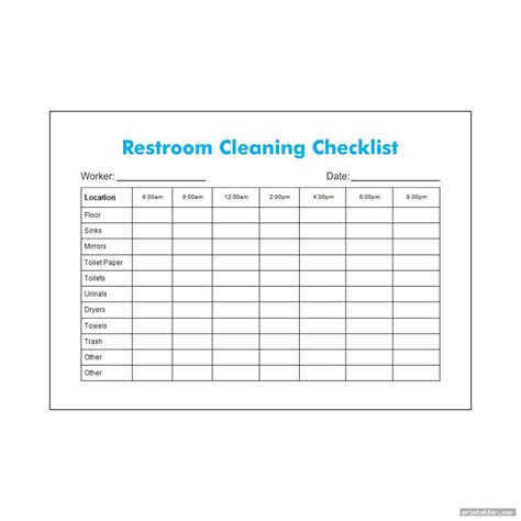 Printable Bathroom Cleaning Checklist - Printable Word Searches