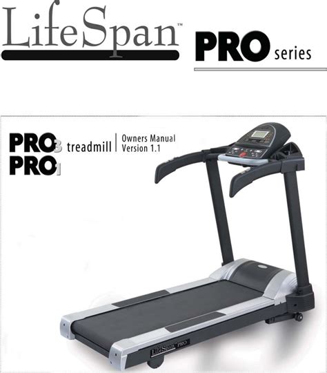 Lifespan Fitness Treadmill Pro1 Users Manual Pro3 Owners