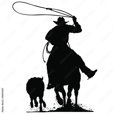 Calf Roping Silhouette