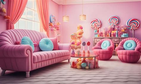 Premium Photo | Backdrop of Candy Crush Room Candy Themed Wallpaper ...