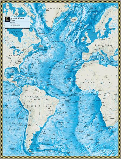 Atlantic Ocean Floor Wall Map by National Geographic - MapSales