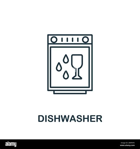 Dishwasher icon from cleaning collection. Simple line element ...