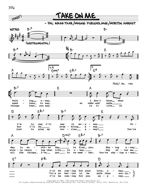 A-ha - Take On Me sheet music