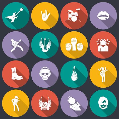 Rock music icons flat 437959 Vector Art at Vecteezy