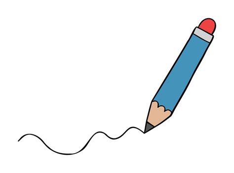 Cartoon Vector Illustration of Pencil Draws a Wavy Line 2383141 Vector ...