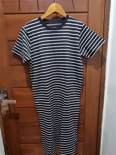 Midi dress garis baju garis on Carousell