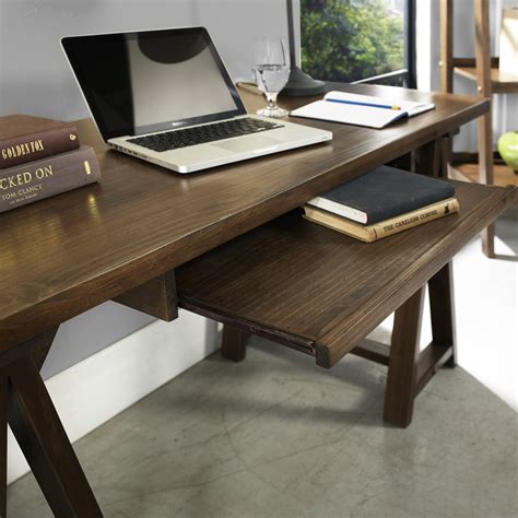 Simpli Home Sawhorse Writing Desk with Integrated Keyboard Tray ...