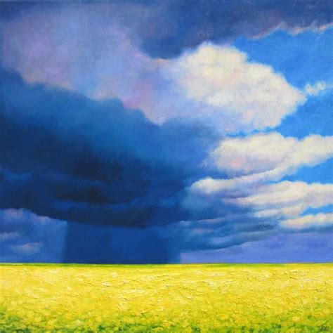 Canola field in bloom Painting by Ieva Baklane | Saatchi Art ...