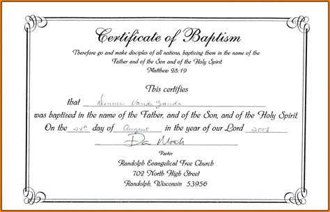 Roman Catholic Baptism Certificate Template - Sarseh.com