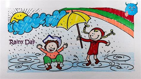 Rainy Season Drawing For Kids Very Easy