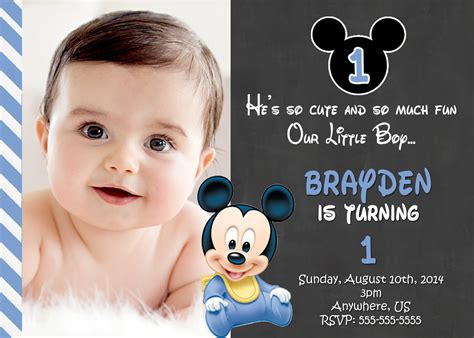 Mickey Mouse 1st Birthday Invitations | Drevio Invitations Design