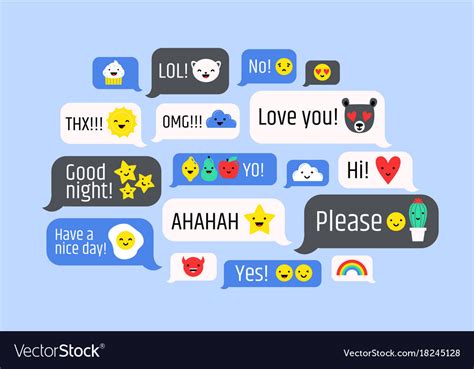 Cloud of messages with cute emoji speech bubbles Vector Image