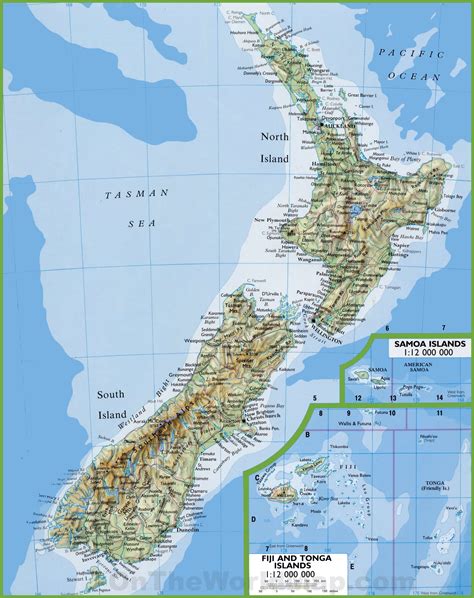 Map of New Zealand with cities and towns - Ontheworldmap.com