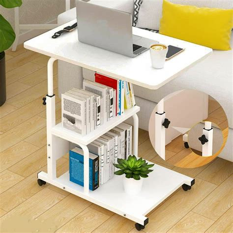 Mobile Standing Desk with Storage Shelves Height Adjustable Sofa Side ...