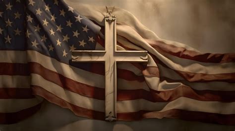 Premium AI Image | Background of an American flag under a white cross ...