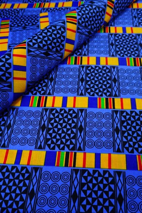 Kente Cloth Print Blue African Kente Fabric By The Yard | Etsy