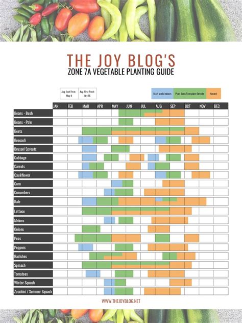 Printable Zone 9 Planting Schedule