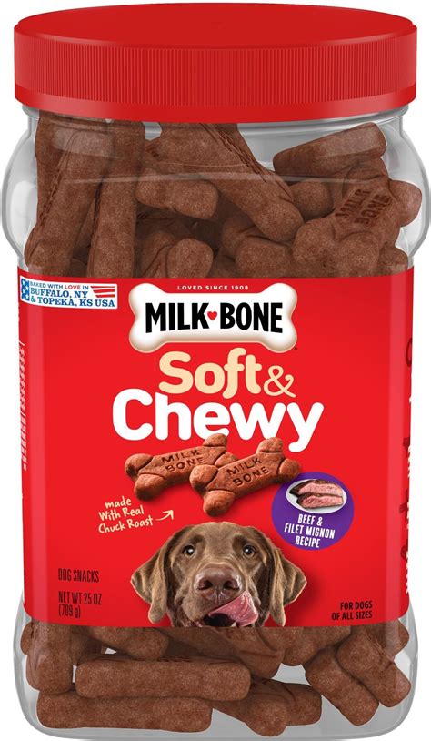 MILK-BONE Soft & Chewy Beef & Filet Mignon Recipe Dog Treats, 25-oz tub ...