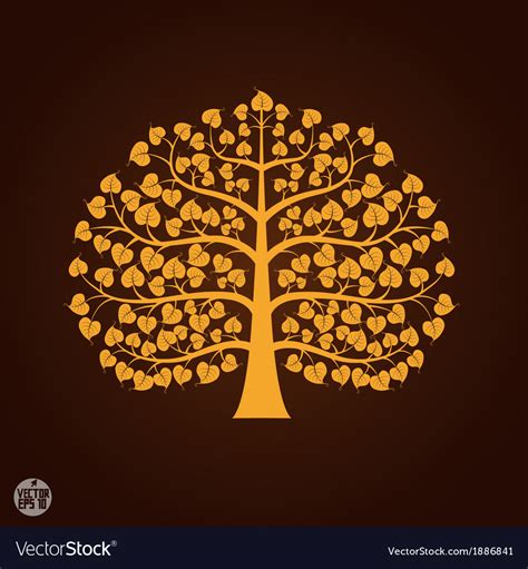 Golden bodhi tree symbol Royalty Free Vector Image