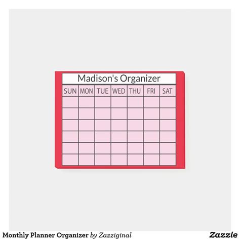 Monthly Planner Organizer Post-it Notes | Zazzle | Monthly planner ...