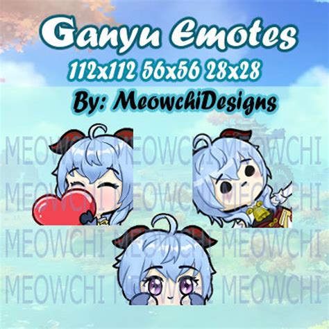 Genshin Impact Ganyu Emotes Set Kawaii 3 Emotes Discord | Etsy