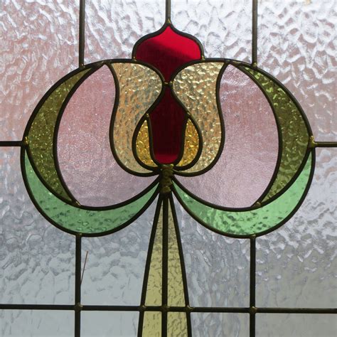 Art Nouveau Tulip Stained Glass Panel - From Period Home Style