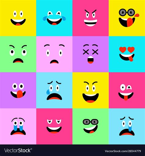 Emojis icons set emoticons square icon Royalty Free Vector