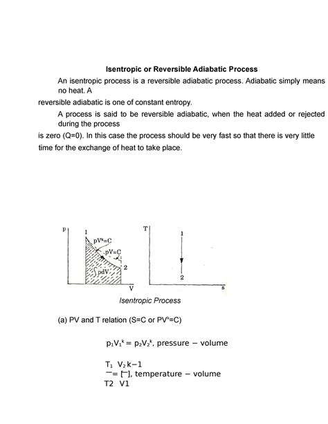 Isentropic or Reversible Adiabatic Process - Adiabatic simply means no ...