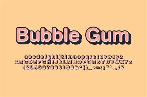 Bubble Gum 3d Lettres Alphabet Typographie Vectorielle Vecteur Premium