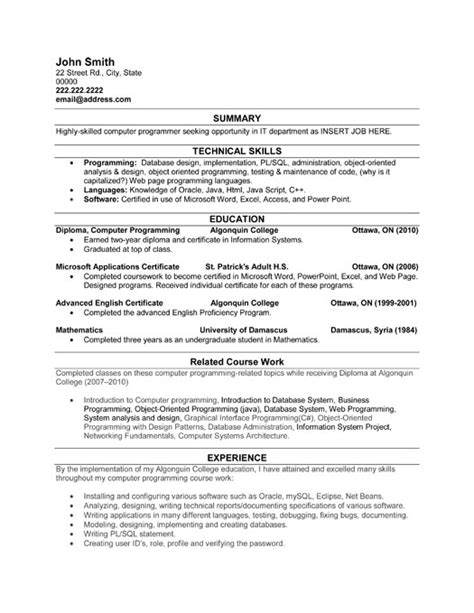 Computer Programmer Resume Sample & Template