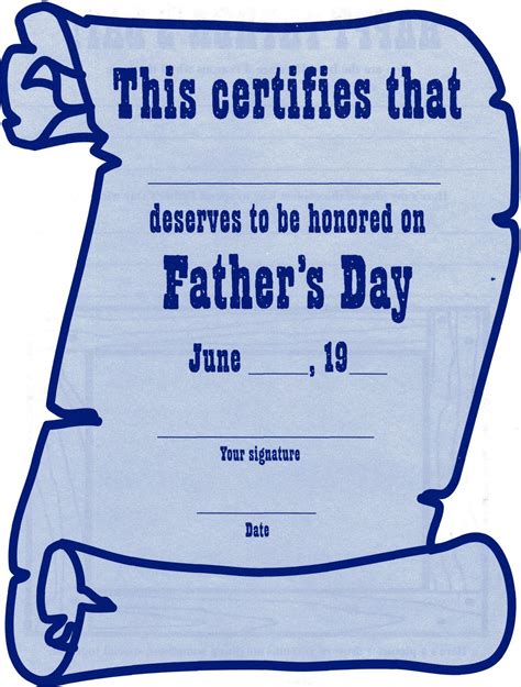 Free Printable Father's Day Certificate